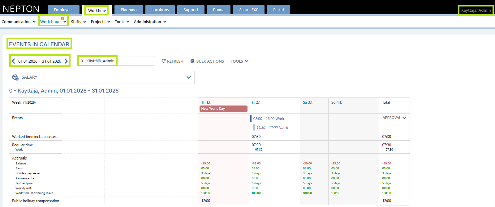 Calendar view presentation – Nepton Support